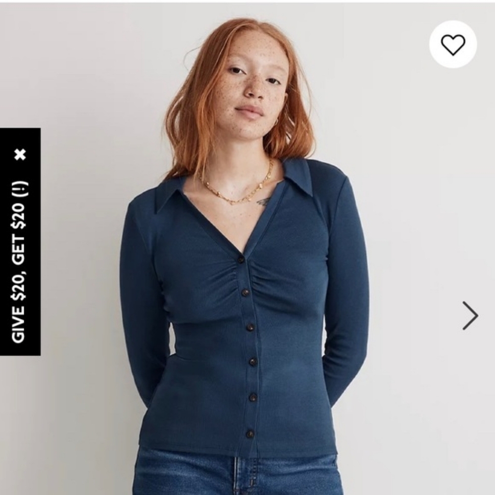 Madewell Ruched Polo Cardigan